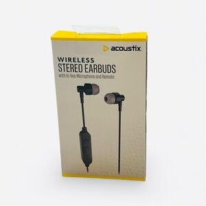 Acoustix Wireless Bluetooth Stereo Earbuds - Black - New in Box